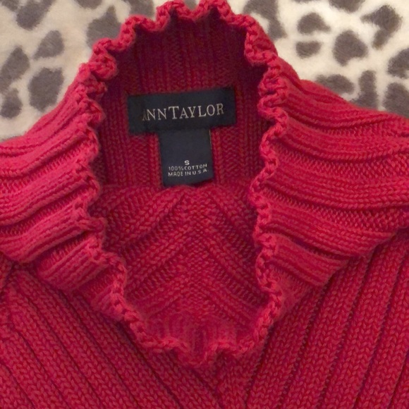 Ann Taylor Red Cable Knit Ribbed Sweater Small - Picture 6 of 12